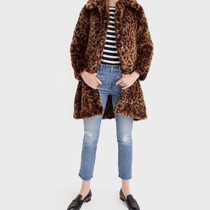 J. Crew Faux-fur Leopard Coat - XS